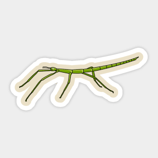 Cute green stick insects with happy faces cartoon Sticker